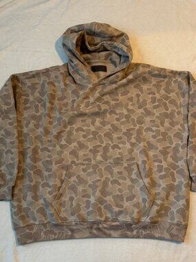 Abercrombie Essential Popover Hoodie - Tan Duck Camo - Size XL